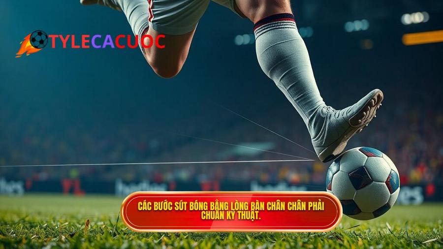 Phân tích chi tiết các bước thực hiện kỹ thuật sút bóng bằng lòng bàn chân phải